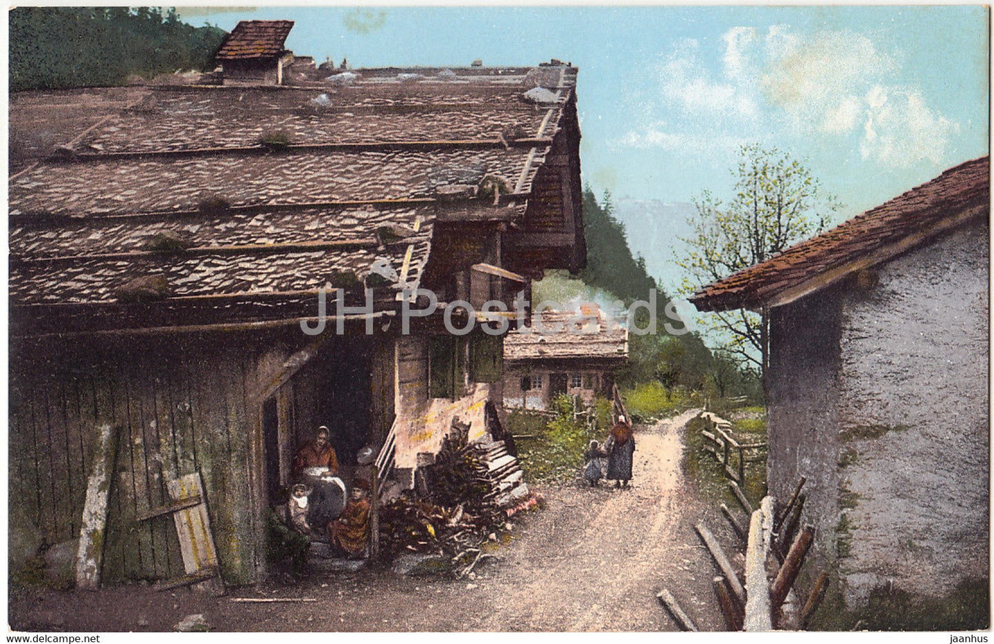village houses - E. Rossier 8082 - old postcard -  1920 - Switzerland - used - JH Postcards