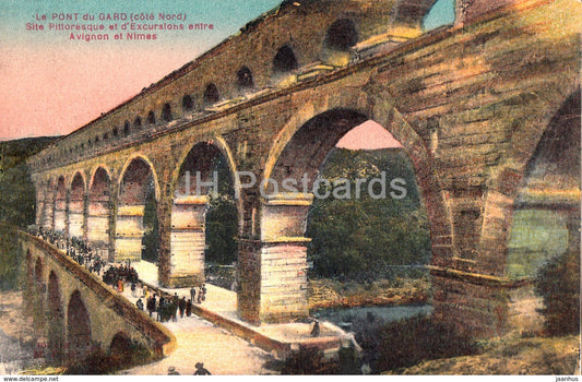 Le Pont du Gard - cote nord - Site Pittoresque - bridge - old postcard - 1932 - France - used - JH Postcards