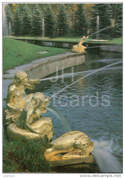 The Great Cascade , The Sirens Fountain - The Fountains of Petrodvorets - 1987 - Russia USSR - unused - JH Postcards