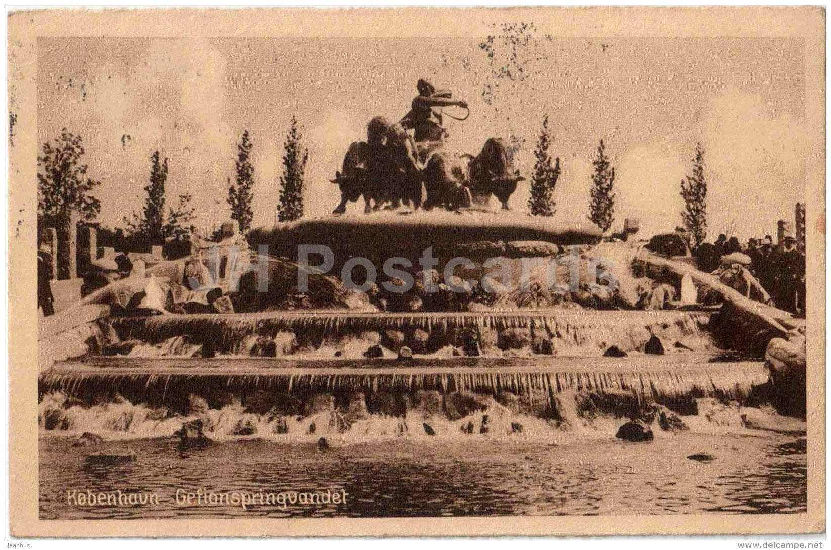 Gefionspringvandel - Kobenhavn - Copenhagen - Denmark - old postcard - sent from Denmark Copenhagen to Estonia 1928 - JH Postcards