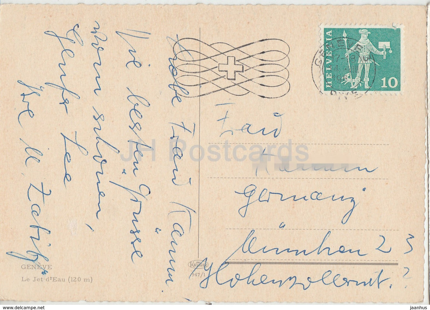 Geneva - Geneve - Le Jet d'Eau - 1960s - Switzerland - used