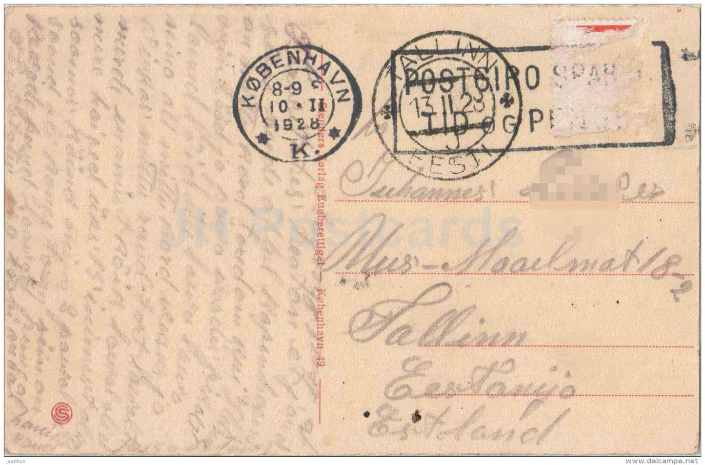 Gefionspringvandel - Kobenhavn - Copenhagen - Denmark - old postcard - sent from Denmark Copenhagen to Estonia 1928 - JH Postcards