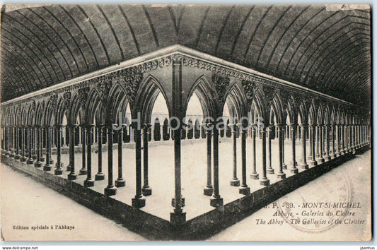 Mont St Michel - Abbaye - Galeries du Cloitre - 39 - old postcard - France - unused - JH Postcards