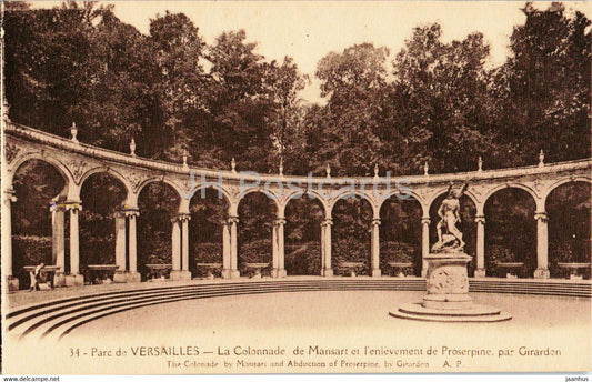 Parc de Versailles - La Colonnade de Mansart et l'enlevement de Prosperine par Girardon - old postcard - France - unused - JH Postcards