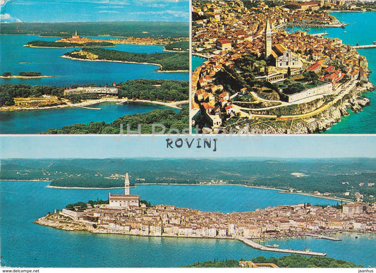 Rovinj - aerial view - multiview - 1970s - Croatia - Yugoslavia - used - JH Postcards