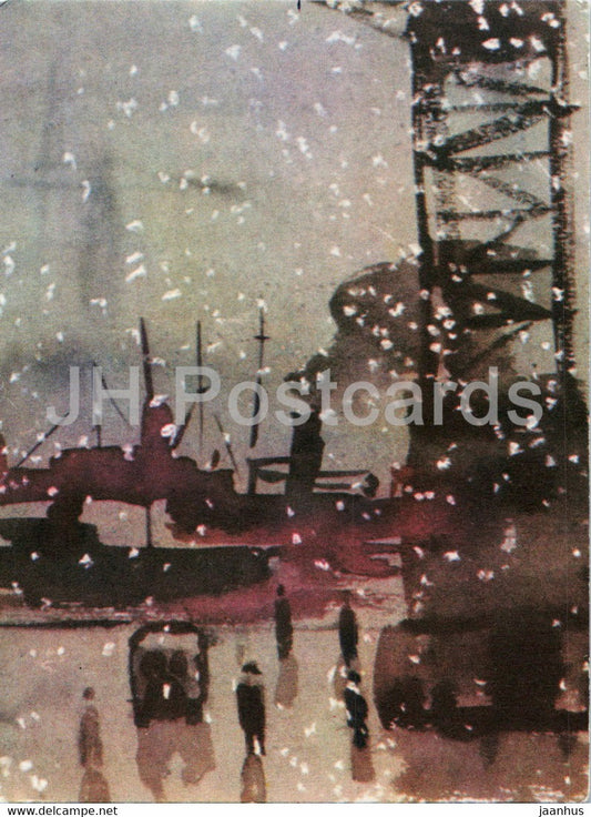 painting by I. Zarina - Port - Latvian art - 1963 - Latvia USSR - unused - JH Postcards