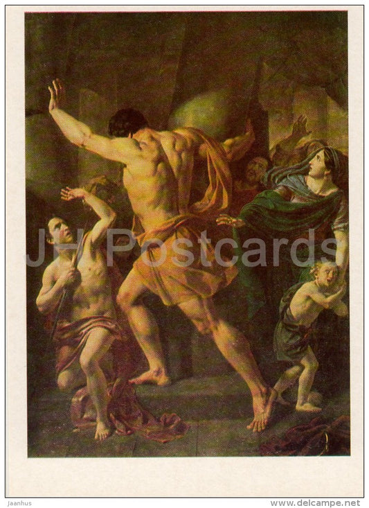 painting by F. Zavyalov - Samson destroys the temple of the Philistines - Russian art - Russia USSR - 1983 - unused - JH Postcards