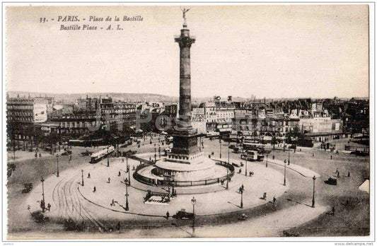 Place de la Bastille - Bastille Place - 33 - Paris - France - unused - JH Postcards