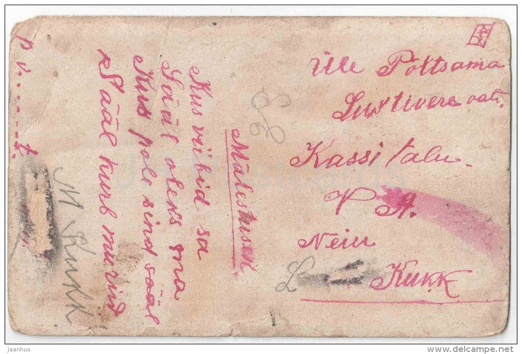 Greeting Card - angels - heart - flowers - old postcard - circulated in Estonia - JH Postcards