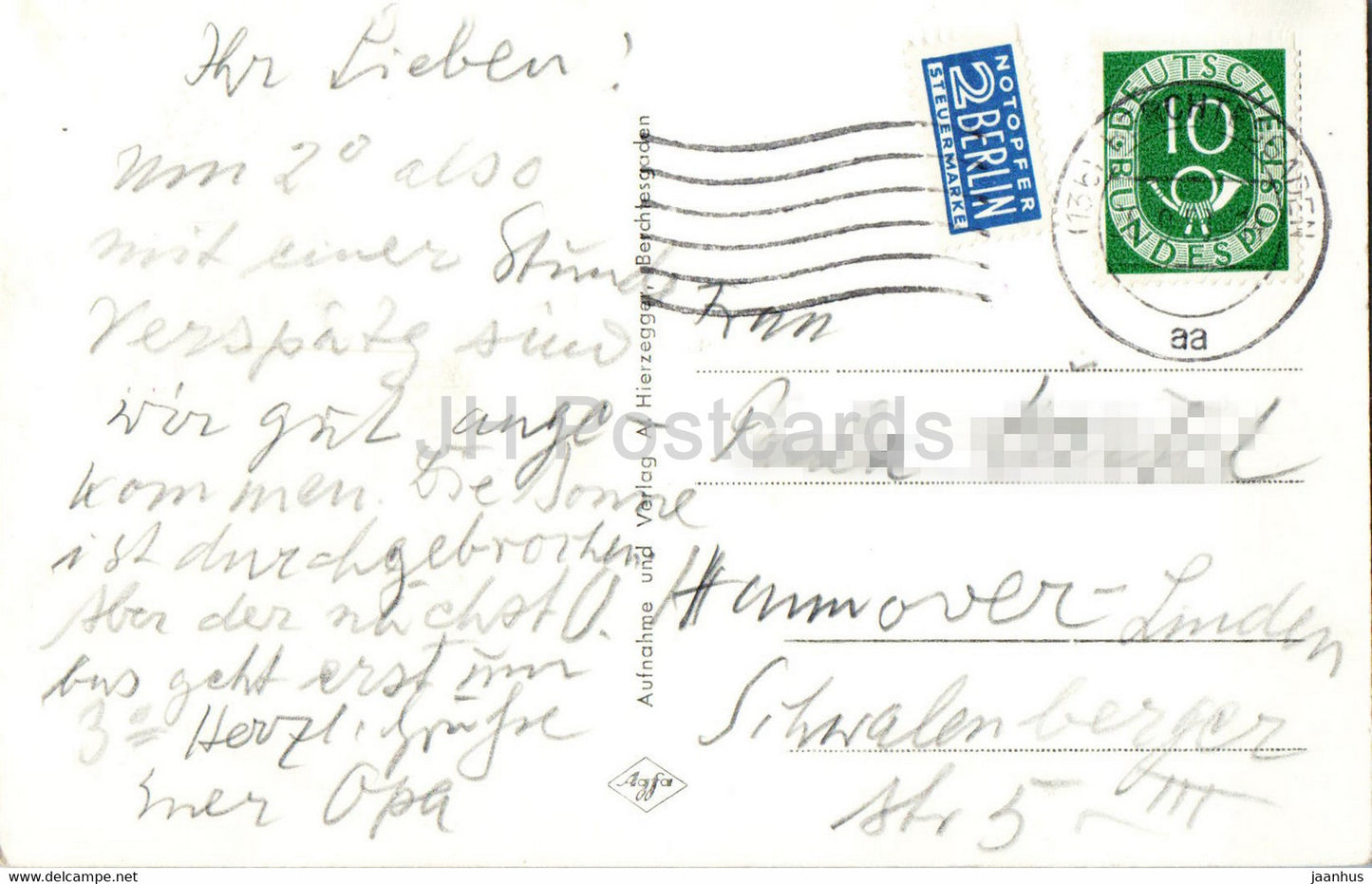 Berchtesgaden mit Watzmann 2714 m - old postcard - Germany - used