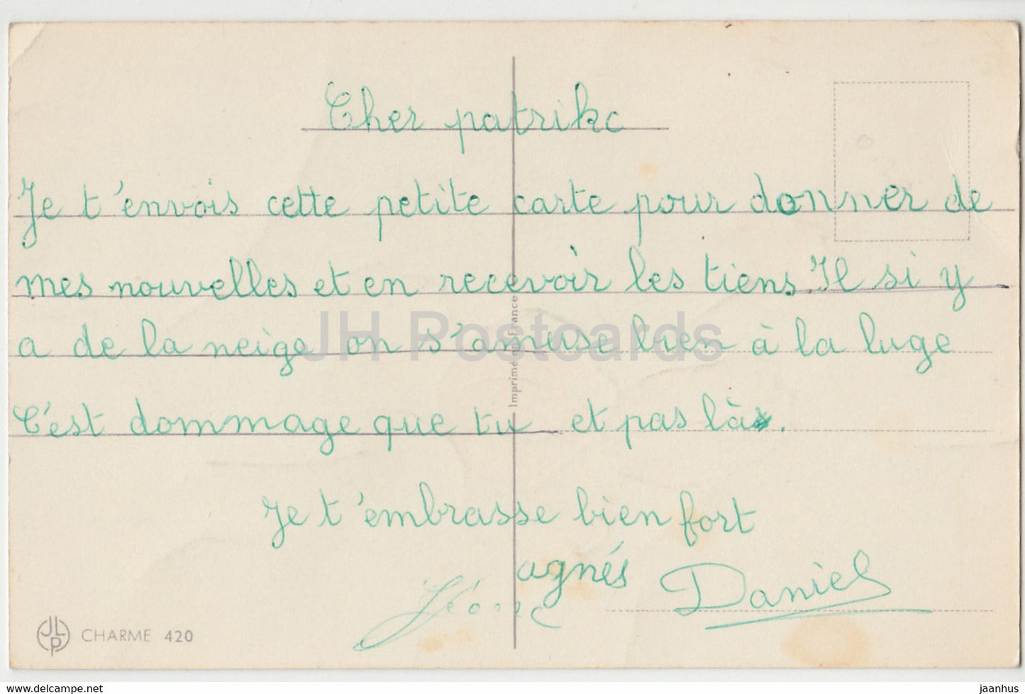 Blumen - Tulpen - Nelke - Illustration - CHARME 420 - alte Postkarte - Frankreich - gebraucht