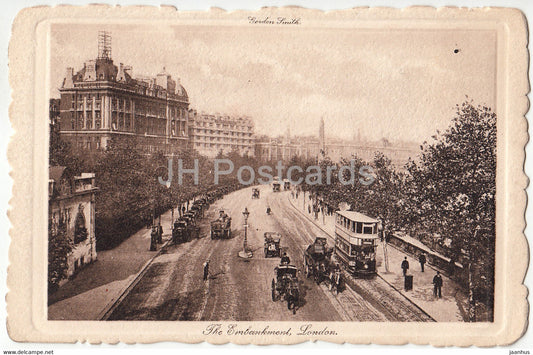 London - The Embankment - tram - 2479 - Gordon Smith - old postcard - 1938 - England - United Kingdom - used - JH Postcards