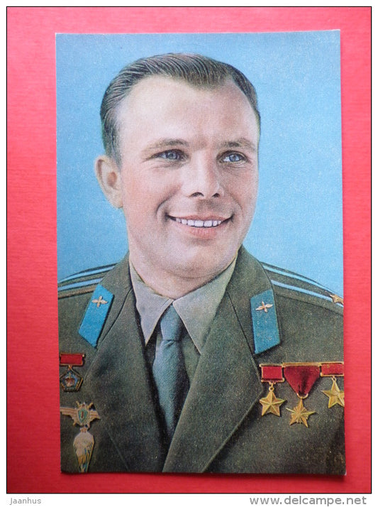 Yuri Gagarin , first person in space , Vostok 1 - Soviet Cosmonaut - space - 1973 - Russia USSR -unused - JH Postcards