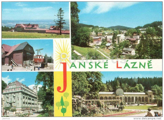 mountain hotel - Healing spa Jansky dvur - colonnade - Krkonose - spa - Janske Lazne - Czechoslovakia - Czech - unused - JH Postcards
