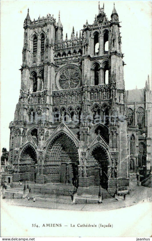 Amiens - La Cathedrale - facade - cathedral - 354 - old postcard - 1916 - France - used - JH Postcards