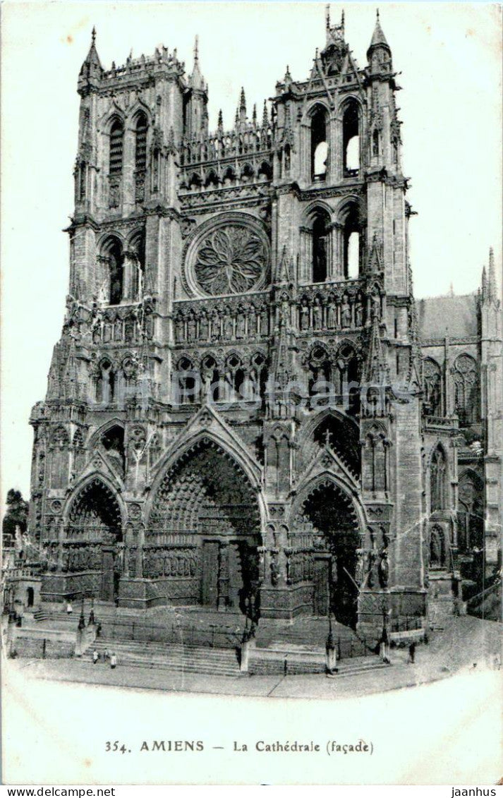 Amiens - La Cathedrale - facade - cathedral - 354 - old postcard - 1916 - France - used - JH Postcards