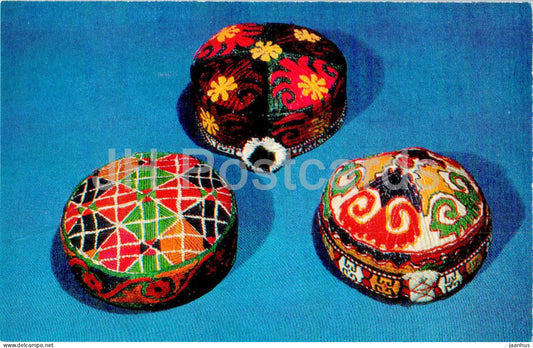 Toqi - man's cap by S. Gadoeva - folk art - Tajik art - Tajikistan art - 1977 - Russia USSR - unused - JH Postcards
