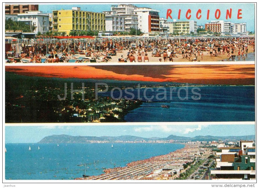 beach - Riccione - Emilia-Romagna - 11931 - Italia - Italy - sent from Italy Rimini to Germany 1971 - JH Postcards