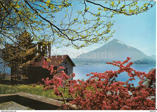 Kirche Merligen - Niesen - church - 1974 - Switzerland - used - JH Postcards