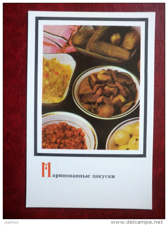 pickled snacks - Russian Cuisine - 1987 - Russia USSR - unused - JH Postcards