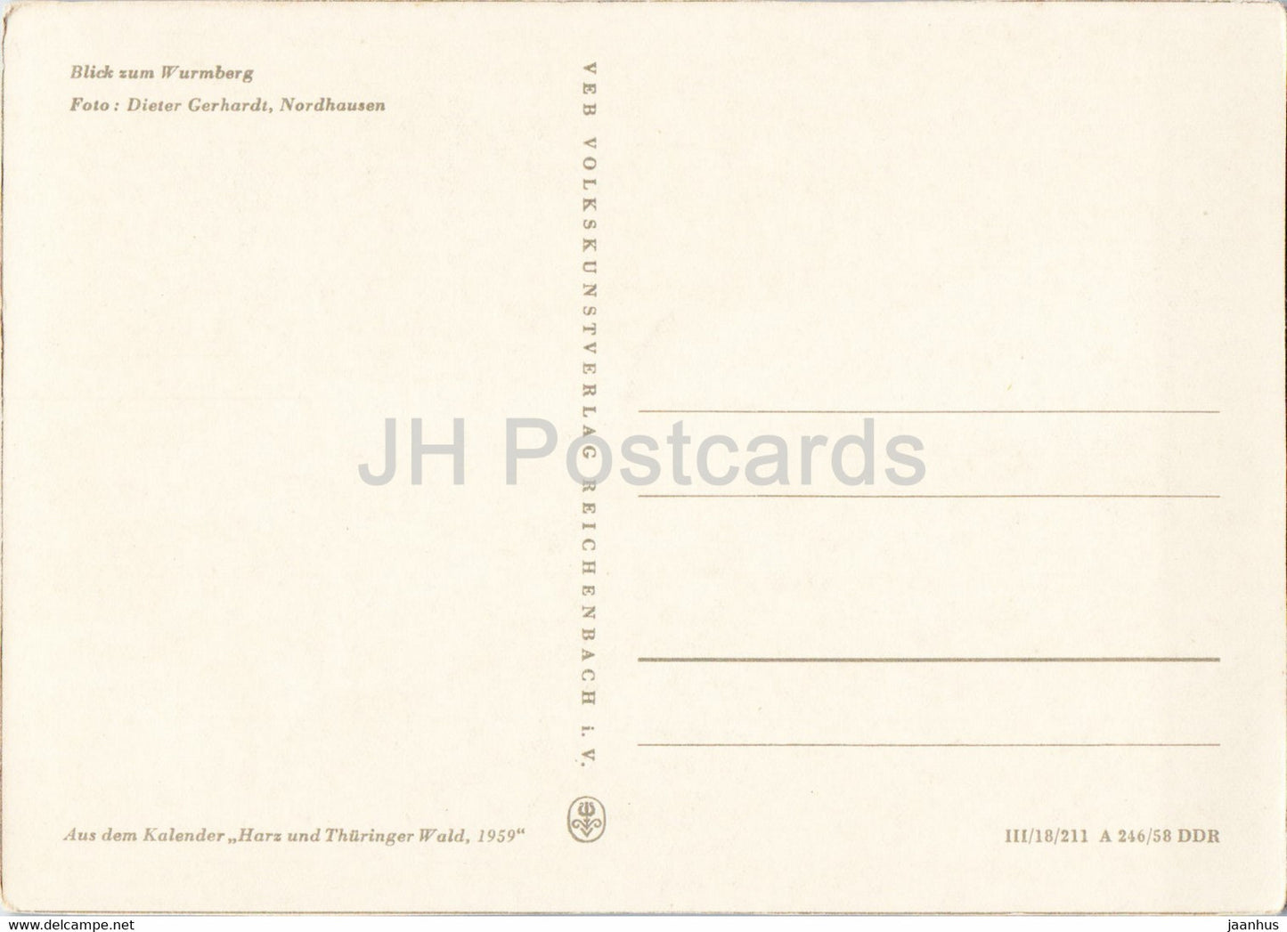 Blick zum Wurmberg - old postcard - 1959 - Germany DDR - unused