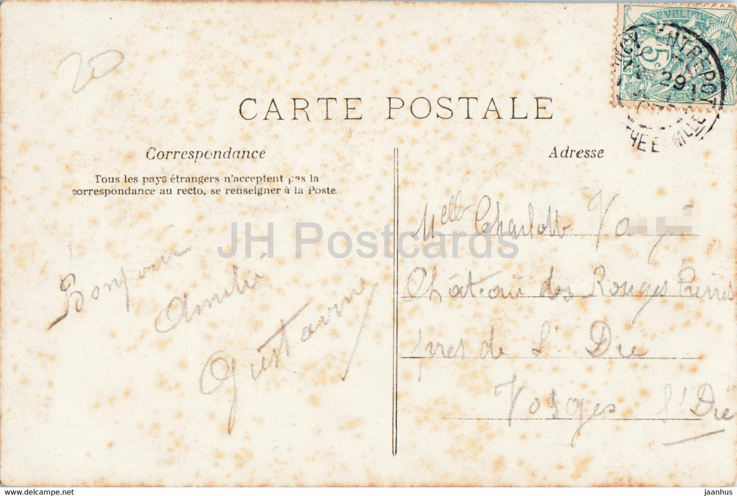 Je pense a vous - girl - EP - 246 - old postcard - France - used