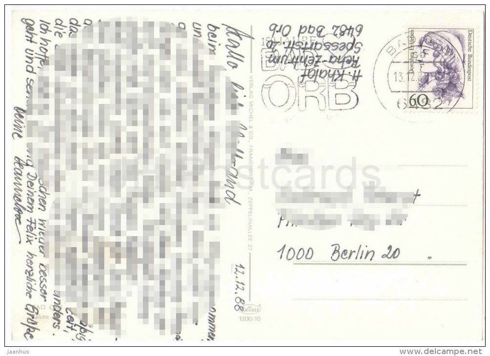 Bad Orb - Saline - Germany - 1988 gelaufen - JH Postcards