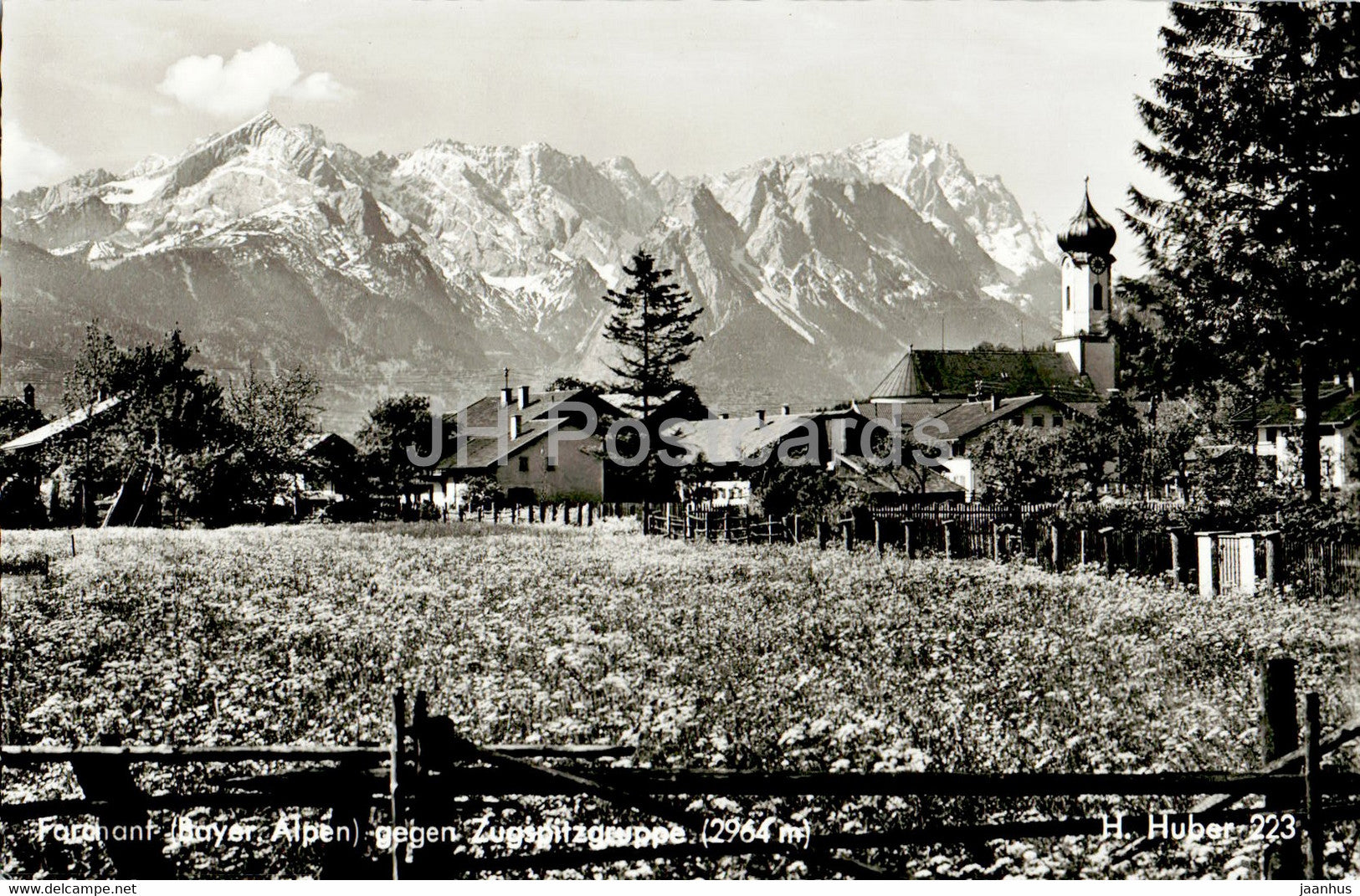 Farchant gegen Zugspitzgruppe - 223 - old postcard - Germany - unused - JH Postcards