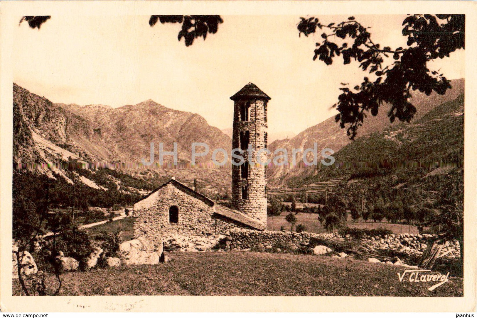 Valls d'Andorra - Campanar romanic de Santa Coloma - Vallees d'Andorre - old postcard - 1935 - Andorra - used - JH Postcards