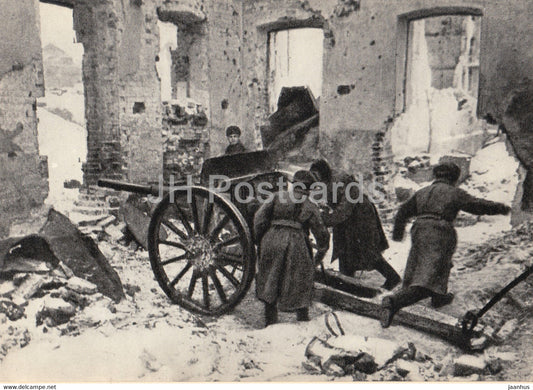Stalingrad Battle - firing position - cannon - military - 1968 - Russia USSR - unused - JH Postcards