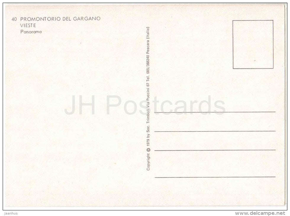 Panorama - Vieste - Promontoria sul Gargano - Puglia - 40 - Italia - Italy - unused - JH Postcards