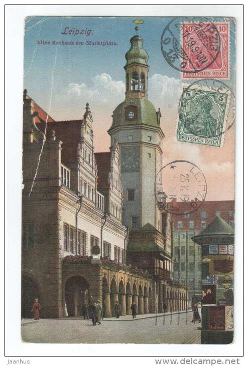 Altes Rathaus am Marktplatz - Leipzig - Germany - Karl Fikenscher 31407  - old postcard - sent  to Estonia 1919 - used - JH Postcards