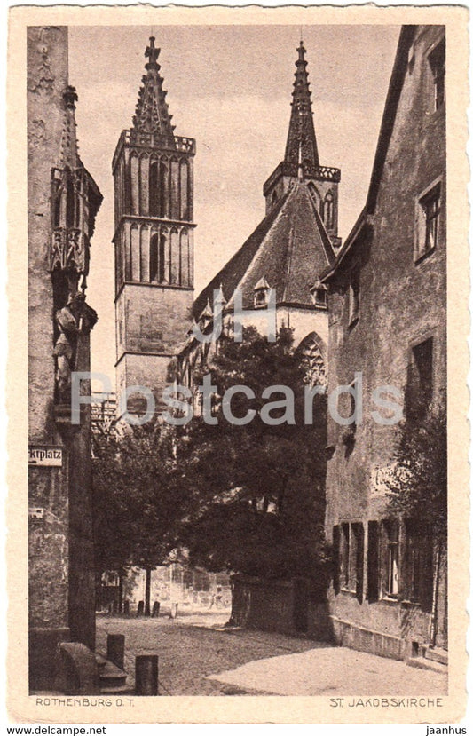 Rothenburg o d Tauber - St Jakobskirche - church - 1 - old postcard - Germany - unused - JH Postcards
