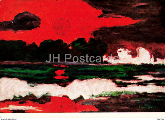 painting by Emil Nolde - Tropensonne - Tropical Sun German art - 1968 - Germany - used - JH Postcards