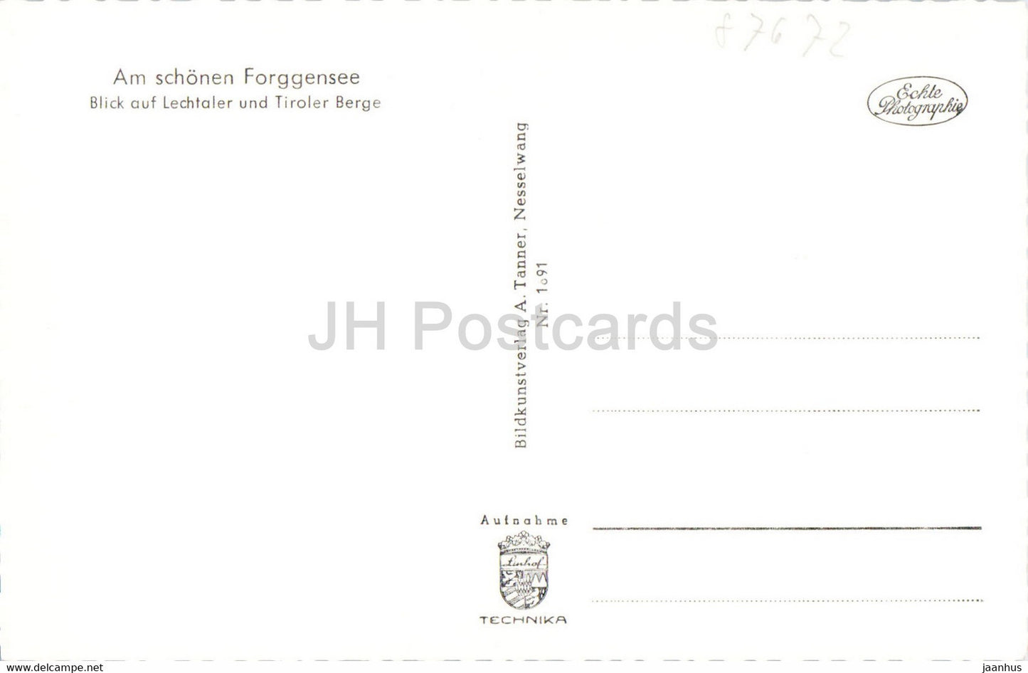 Am schonen Forggensee - Blick auf Lechtaler und Tiroler Berge - old postcard - Germany - unused