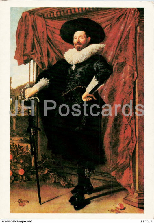 painting by Frans Hals - Willem van Heythuysen Posing with a Sword - Dutch art - 1990 - Russia USSR - unused - JH Postcards