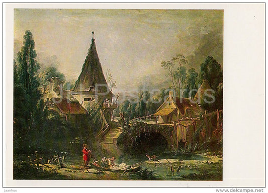 painting by Francois Boucher - Landscape in the Environs of Beauvais , 1740s - French art - 1983 - Russia USSR - unused - JH Postcards