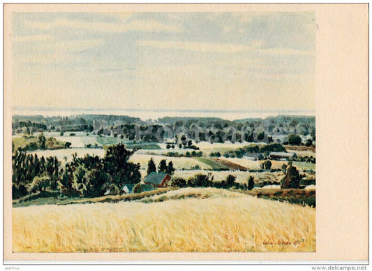 Painting by L. Mikko - Landscape in South Estonia - Estonian art - Estonia USSR - 1958 - unused - JH Postcards