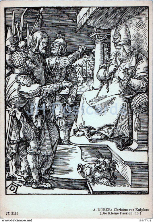 Engraving by Albrecht DÃ¼rer - Christus vor Kaiphas - 3165 - German art - old postcard - Germany - unused - JH Postcards