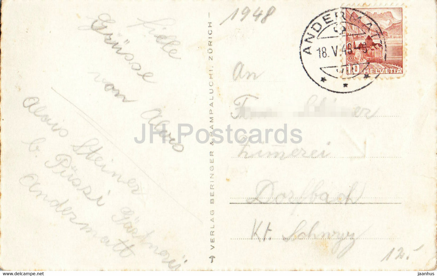 Andermatt - 998 - carte postale ancienne - 1948 - Suisse - utilisé
