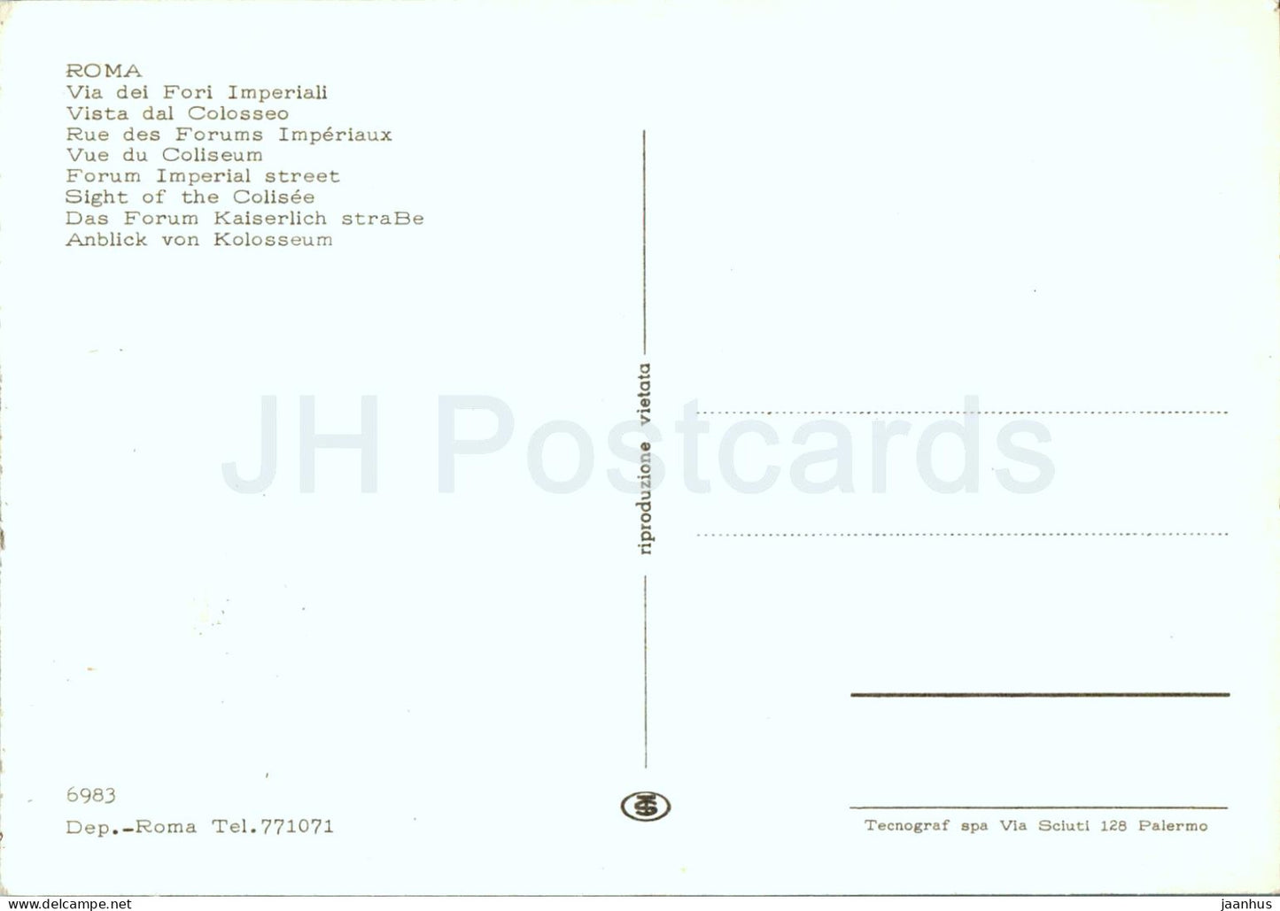 Roma - Rome - Via dei Fori Imperiali - Vista dal Colosseo - Forum Imperial street  ancient world - 6983 - Italy - unused