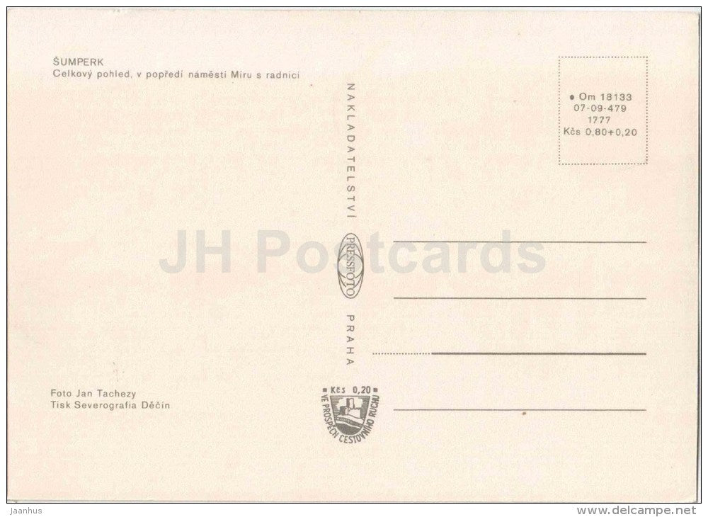 Sumperk - Peace square - town hall - Czechoslovakia - Czech - unused - JH Postcards