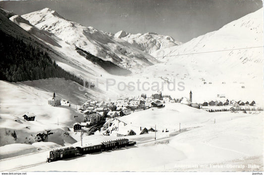 Andermatt mit Furka Oberalp Bahn - railway - train - 5013 - old postcard - 1958 - Switzerland - used - JH Postcards