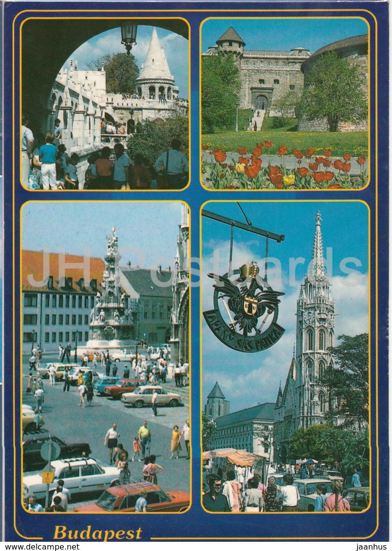 Greetings from Budapest - castle - cathedral - architecture - Hungary - used - JH Postcards