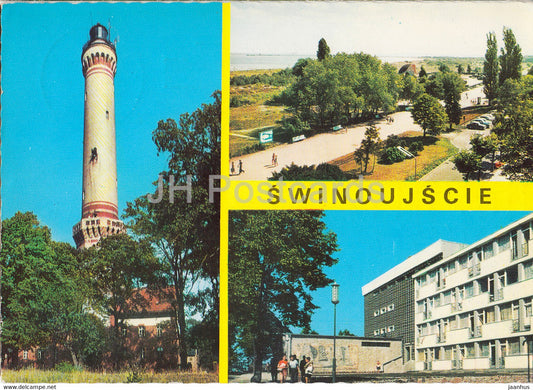Swinoujscie - lighthouse - promenade - holiday house Korab - multiview - Poland - used - JH Postcards