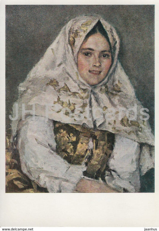 painting by V.  Surikov - Siberian Beauty - young woman - Russian art - 1971 - Russia USSR - unused - JH Postcards