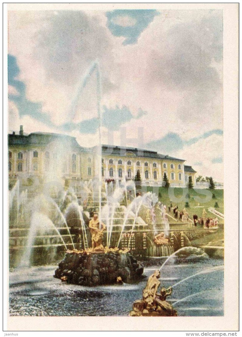 Samson tearing the Jaws of the Lion fountain - fountains - Petrodvorets - 1964 - Russia USSR - unused - JH Postcards