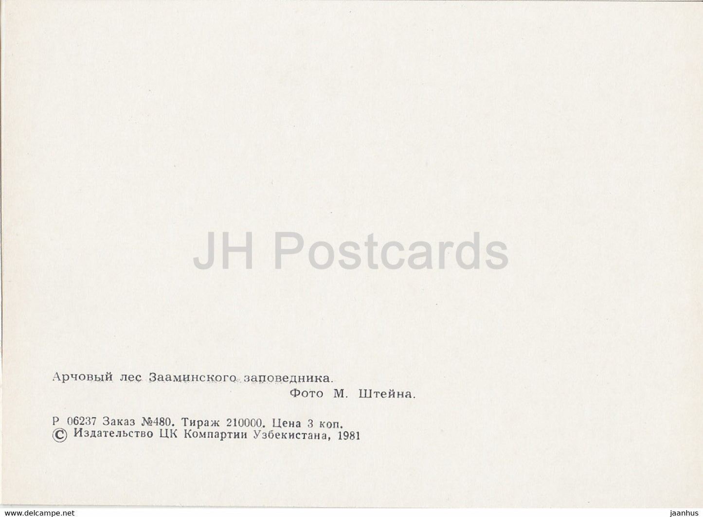 Juniper forest of the Zaamin reserve - Nature Trails - 1981 - Uzbekistan USSR - unused