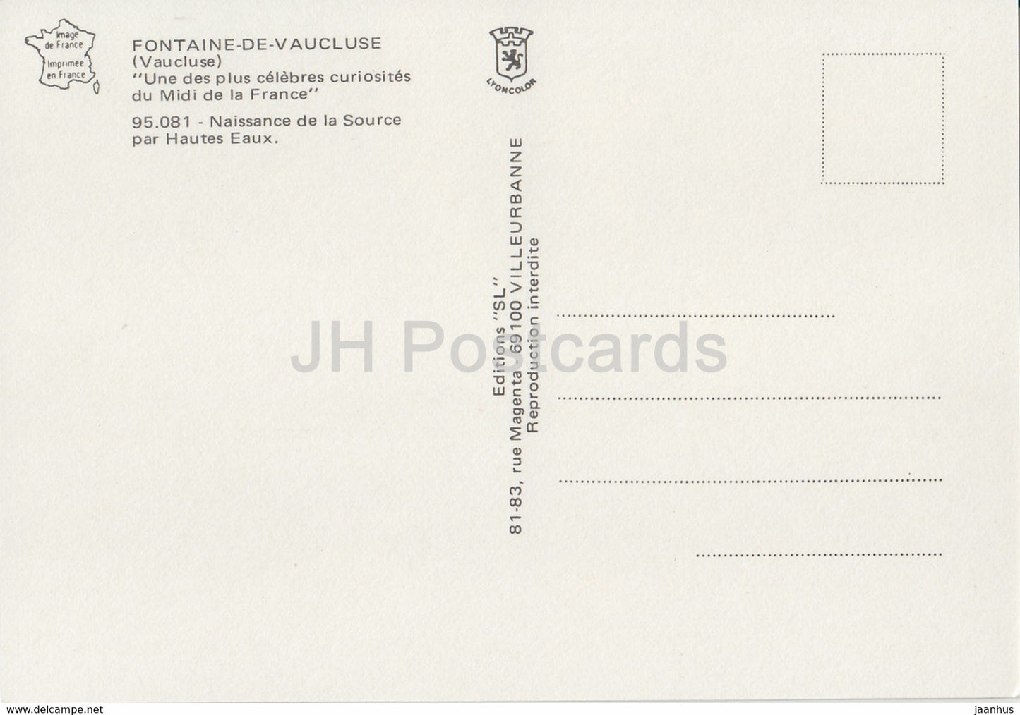 Fontaine de Vaucluse – Naissance de la Source par Hautes Eaux – Frankreich – unbenutzt