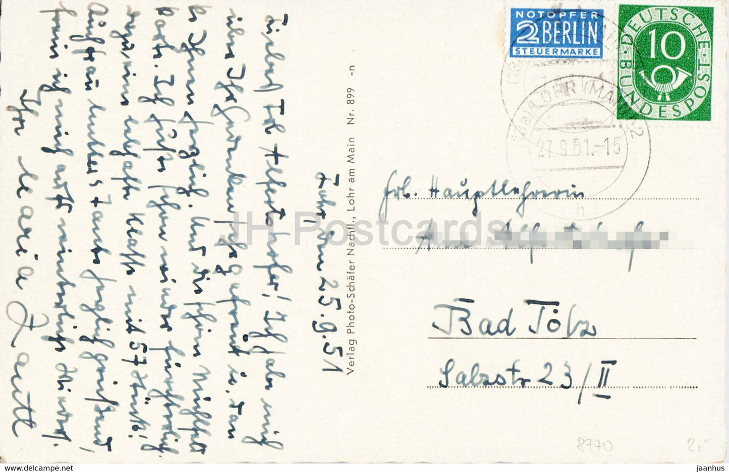 Lohr am Main - Das Spessarttor - old postcard - 1951 - Germany - used